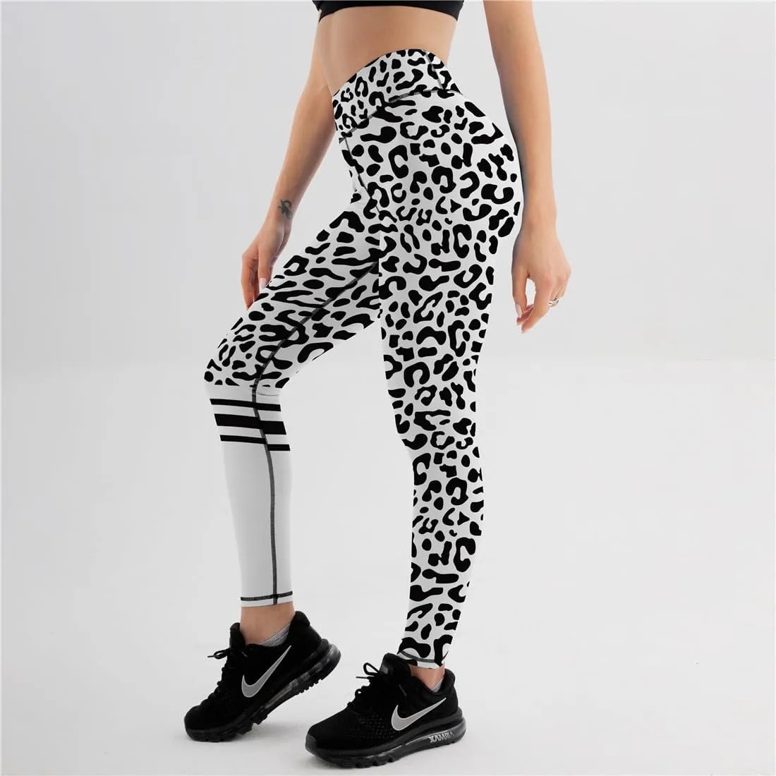 Women's High Waist Quick Dry Running Tights Printed Training Compression Workout Pants