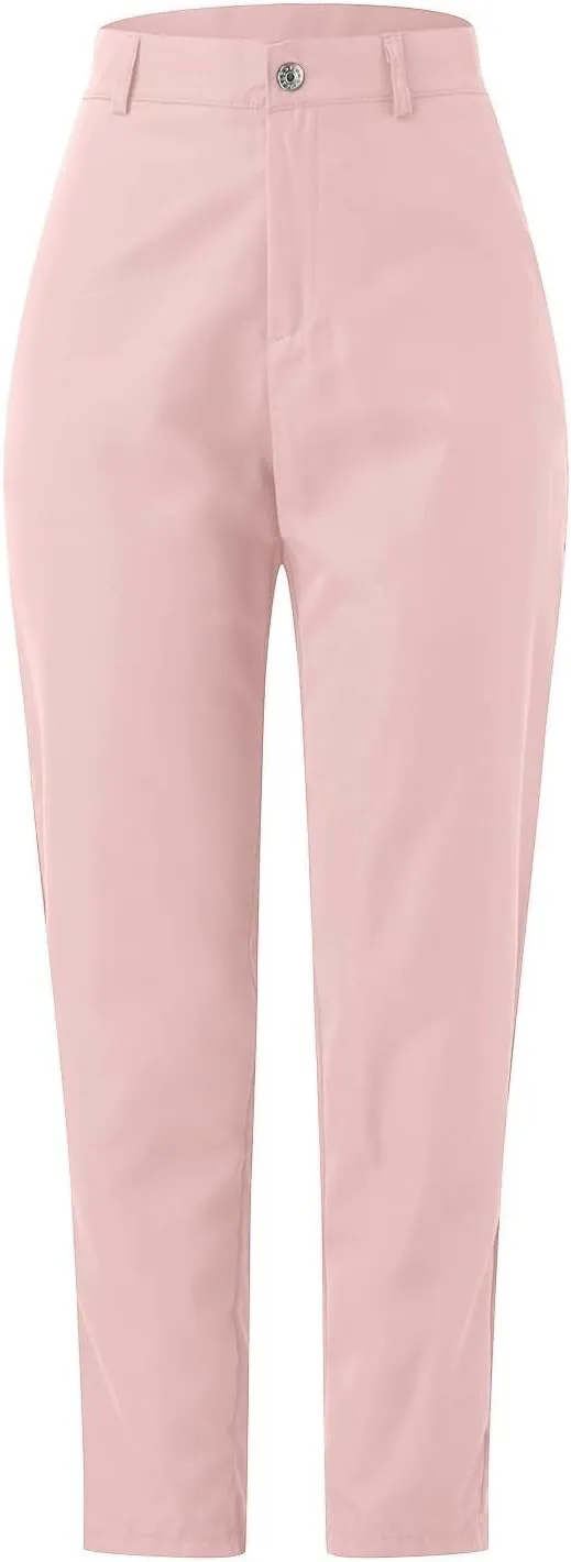 Women's High Waisted Business Pants Straight Leg Pleated Elegant Office Slacks Stretchy Dress Trousers with Pockets