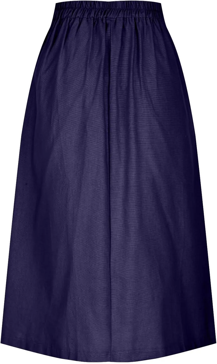 Women's Irregular Cotton Linen Casual Skirt, Solid Color Basic Summer Versatile Trendy Clothes Comfy Breathable Skirts
