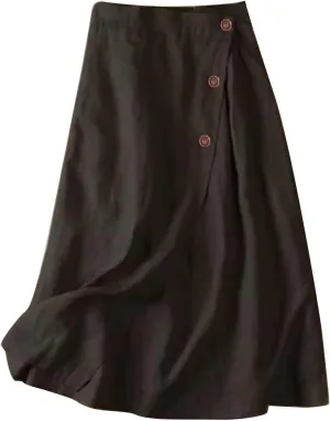 Women's Irregular Cotton Linen Casual Skirt, Solid Color Basic Summer Versatile Trendy Clothes Comfy Breathable Skirts