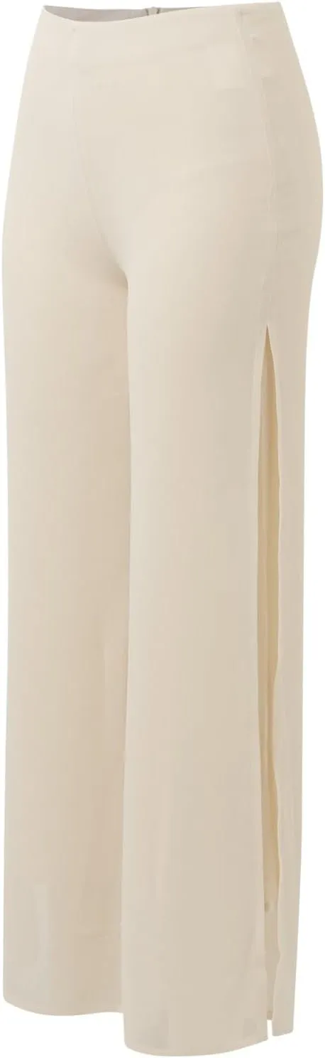 Women's Lightweight Chiffon High Elastic Waist Flowing Trousers Flared Straight Leg Wedding Cocktail Culottes