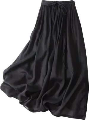 Women's Linen Skirts Elastic Waist Drawstring Skirts A Linen Tiered Skirts Summer Outfits Beach Vacation Skirts