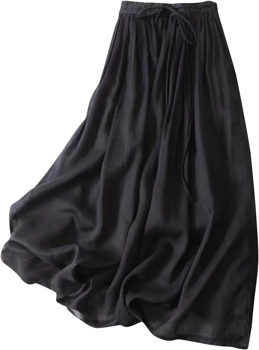 Women's Linen Skirts Elastic Waist Drawstring Skirts A Linen Tiered Skirts Summer Outfits Beach Vacation Skirts