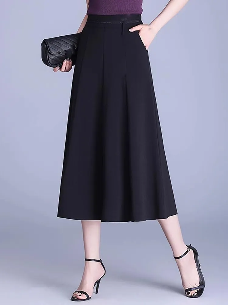 Women's Long Skirt Summer Elastic Waist Mid-Length Casual A Line Skirts for Women