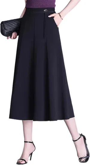 Women's Long Skirt Summer Elastic Waist Mid-Length Casual A Line Skirts for Women