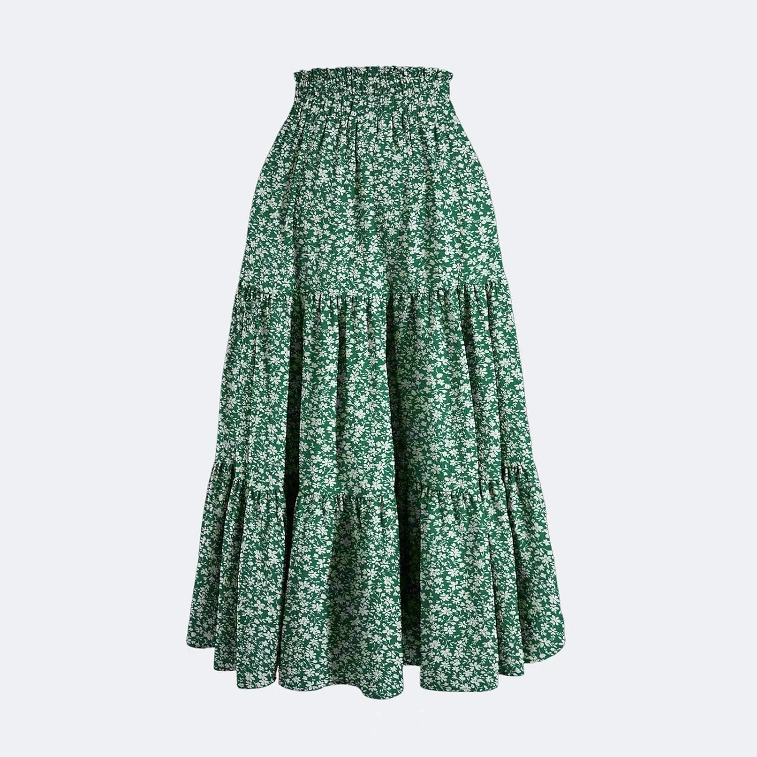 Womens Maxi Skirt Drawstring High Waisted Summer Long Skirts Lightweight Tiered Flowy Floral Pleated Skirts w/Pockets