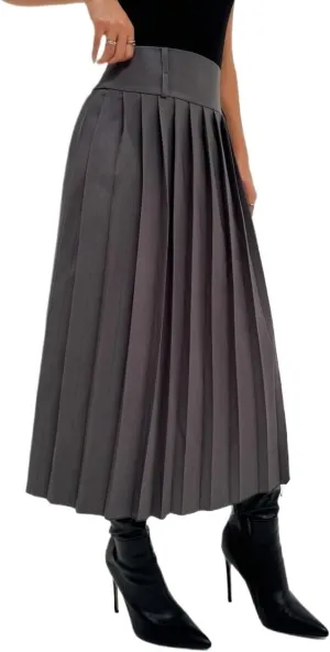 Women's Maxi Skirt Summer Midi Elastic Waist High-Slit Double Layer Skirt
