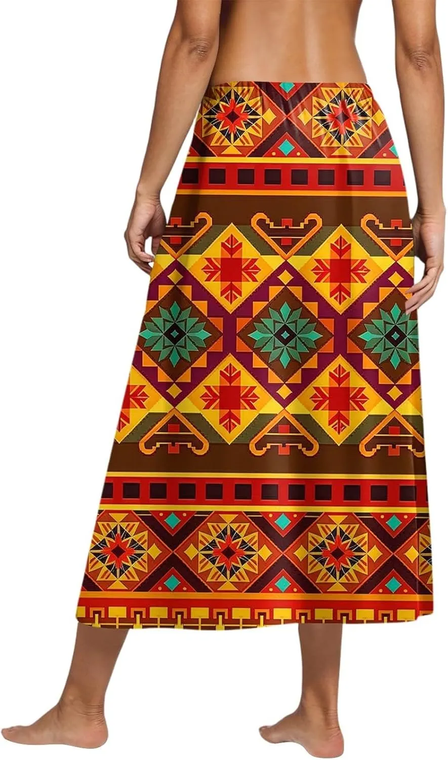 Women's Midi Boho Floral Skirts Trendy Comfy Flowy A Line Skirt High Elastic Waist Skorts with Pockets