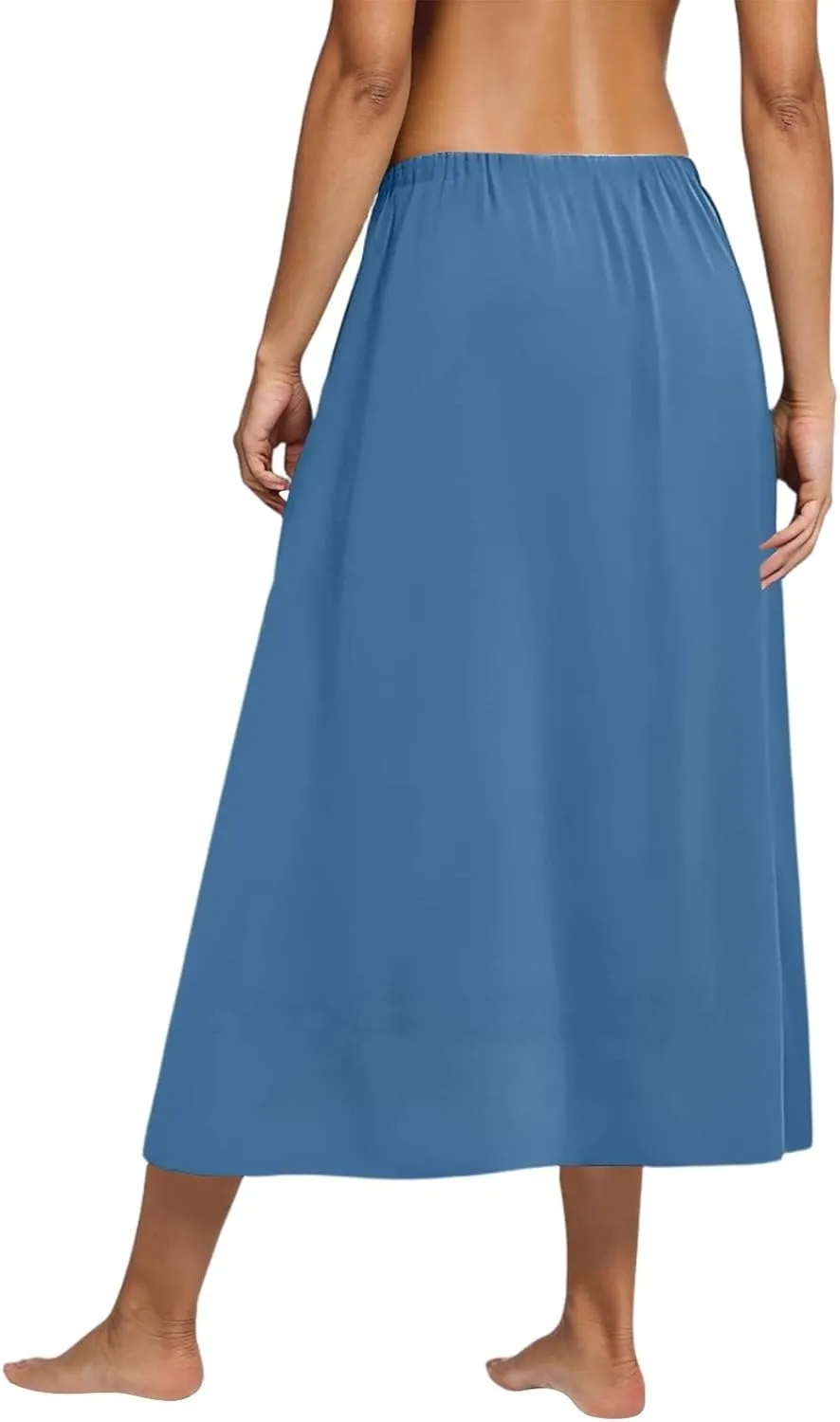 Women's Midi Boho Floral Skirts Trendy Comfy Flowy A Line Skirt High Elastic Waist Skorts with Pockets