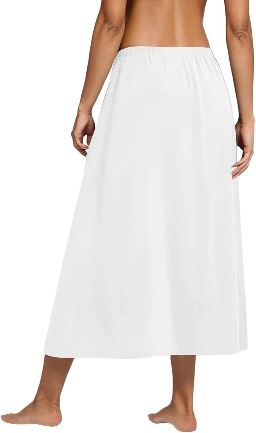 Women's Midi Boho Floral Skirts Trendy High Elastic Waist Comfy Flowy A Line Skirt Skorts with Pockets