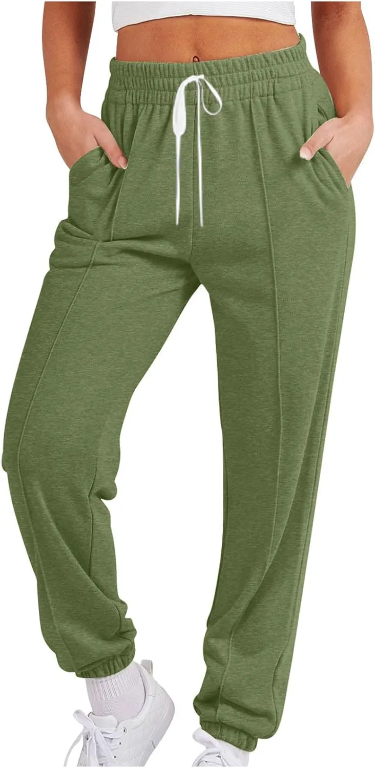 Womens Pants Trendy 2024 Relaxed Fit Athletic Gym Jogger Sweatpants Trendy Baggy Active Loungewear Fall Sweat Pants