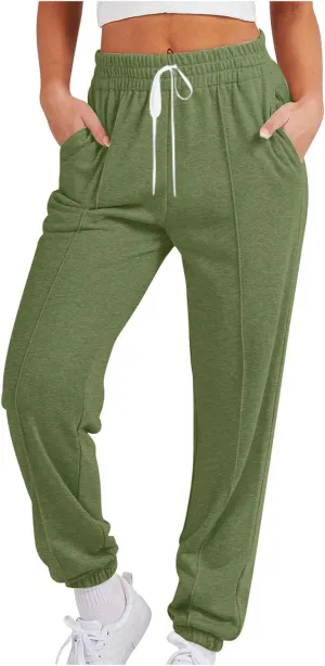 Womens Pants Trendy 2024 Relaxed Fit Athletic Gym Jogger Sweatpants Trendy Baggy Active Loungewear Fall Sweat Pants