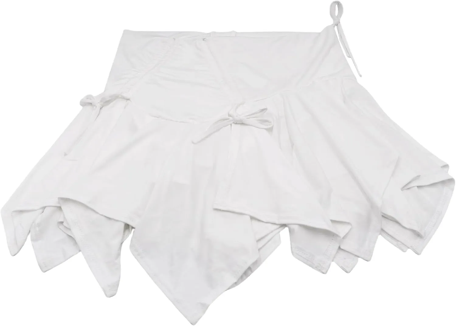 Women's Ruffle Lace Asymmetrical Pleated Mini Skirt Y2K Ruched Low Rise A-Line Flowy Short Skirt for Party Streetwear