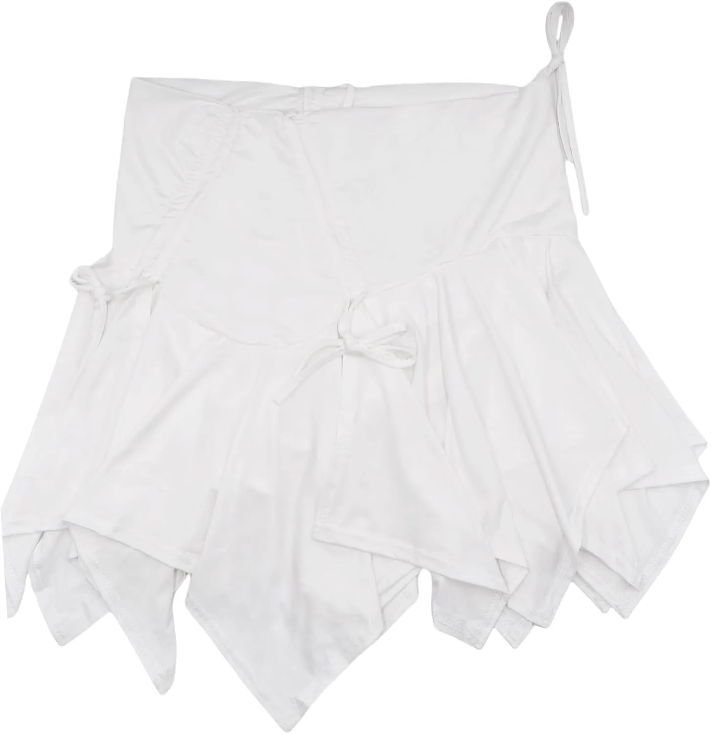 Women's Ruffle Lace Asymmetrical Pleated Mini Skirt Y2K Ruched Low Rise A-Line Flowy Short Skirt for Party Streetwear