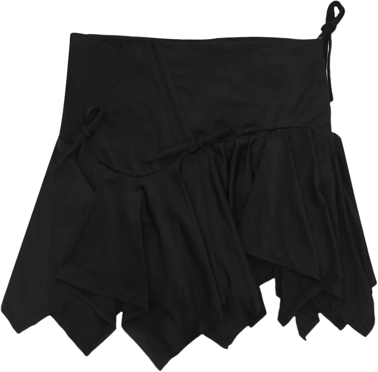 Women's Ruffle Lace Asymmetrical Pleated Mini Skirt Y2K Ruched Low Rise A-Line Flowy Short Skirt for Party Streetwear