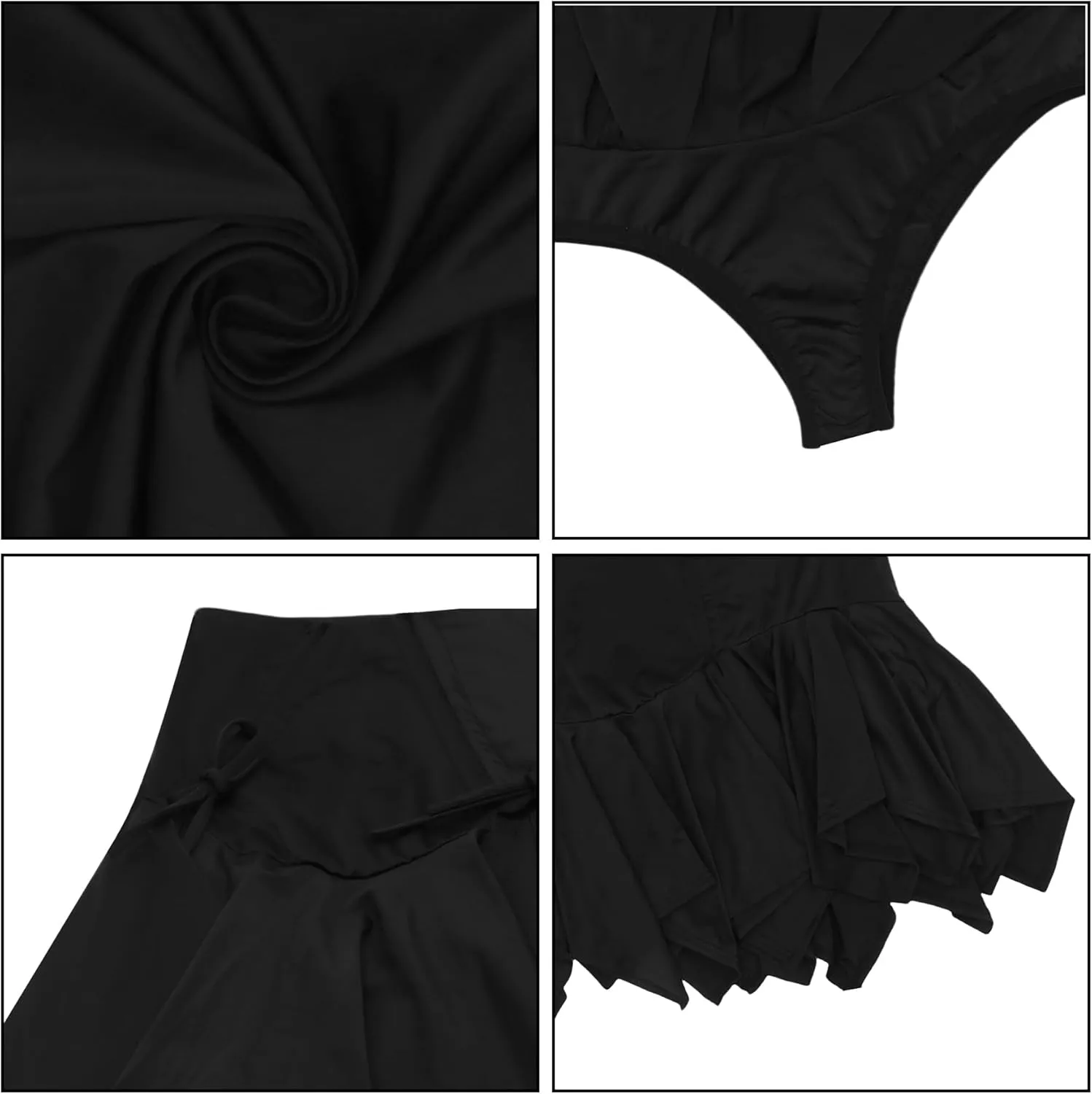 Women's Ruffle Lace Asymmetrical Pleated Mini Skirt Y2K Ruched Low Rise A-Line Flowy Short Skirt for Party Streetwear