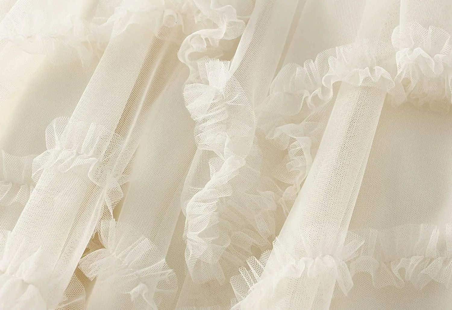 Women's Ruffle Tulle Skirts Asymmetry Swing Mesh Tutu Skirt Elastic High Waist A-line Skirts Party Dress