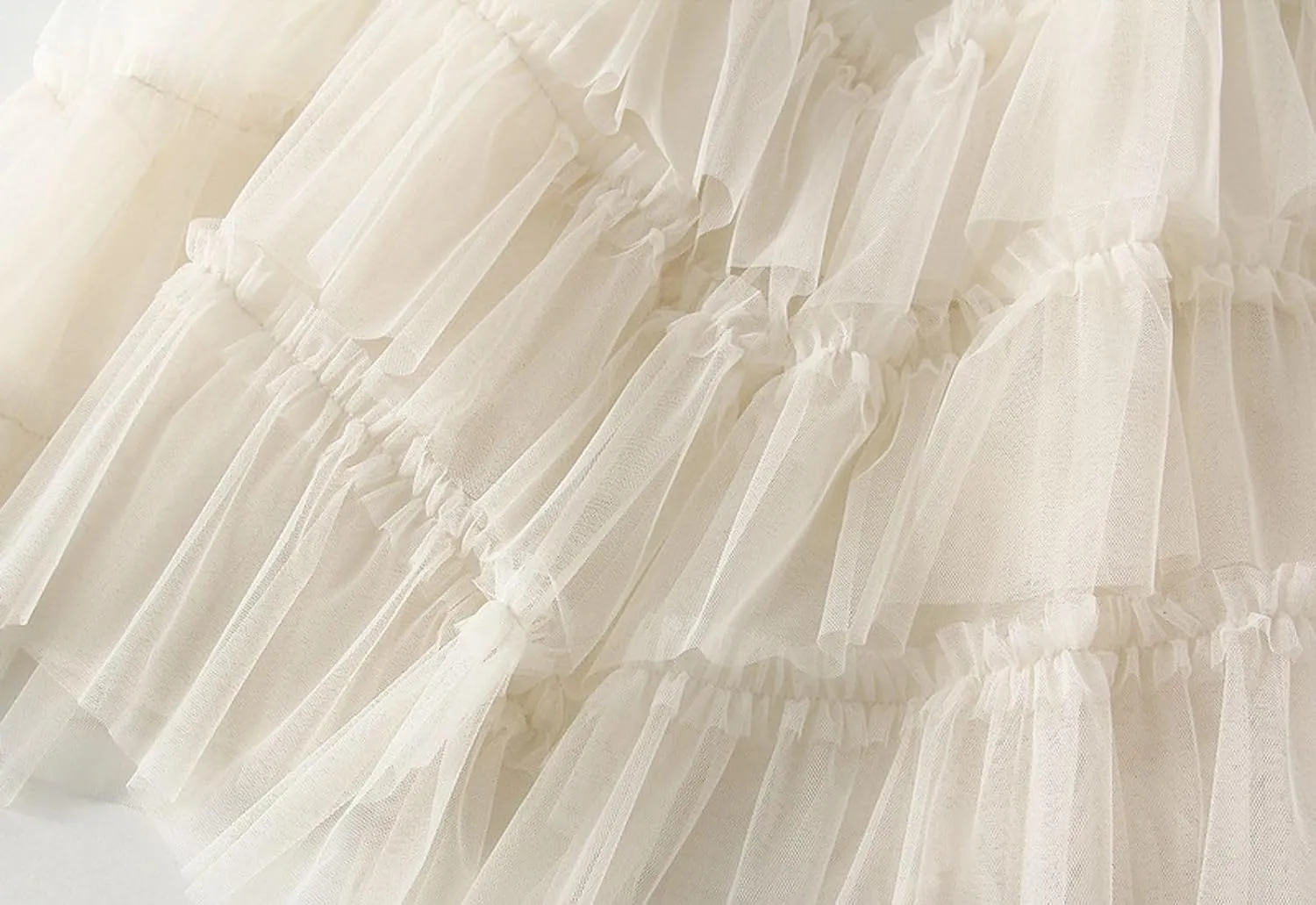 Women's Ruffle Tulle Skirts Asymmetry Swing Mesh Tutu Skirt Elastic High Waist A-line Skirts Party Dress