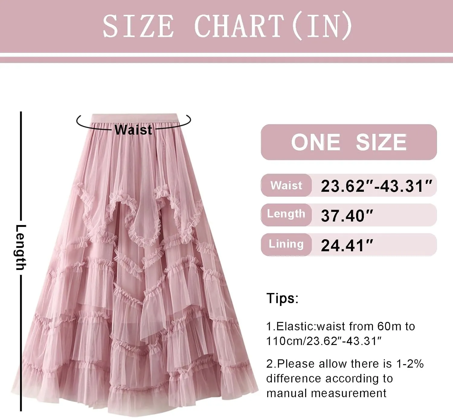 Women's Ruffle Tulle Skirts Asymmetry Swing Mesh Tutu Skirt Elastic High Waist A-line Skirts Party Dress