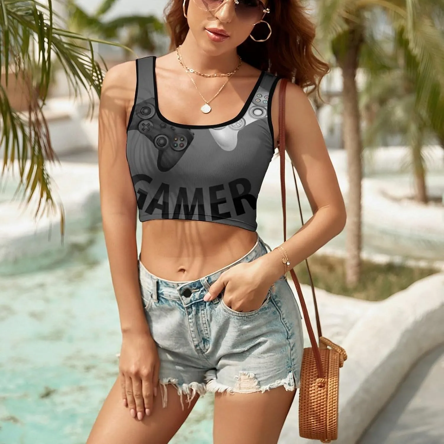 Women's Short Vest, Women's Tank Crop Top Workout Outfits for Yoga S-2XL