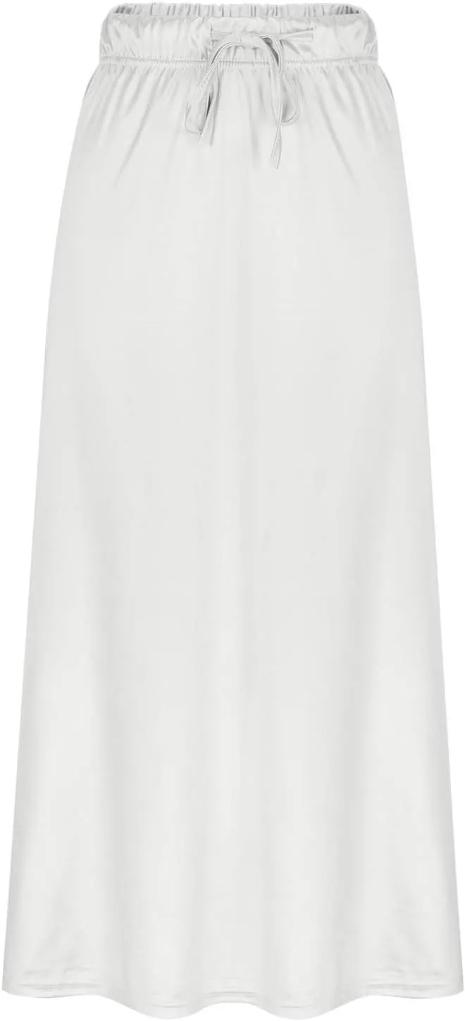 Women's Silk Satin Long Skirt, High Waisted Tie Drawstring A-Line Skirts Summer Going Out Casual Trendy Clothes