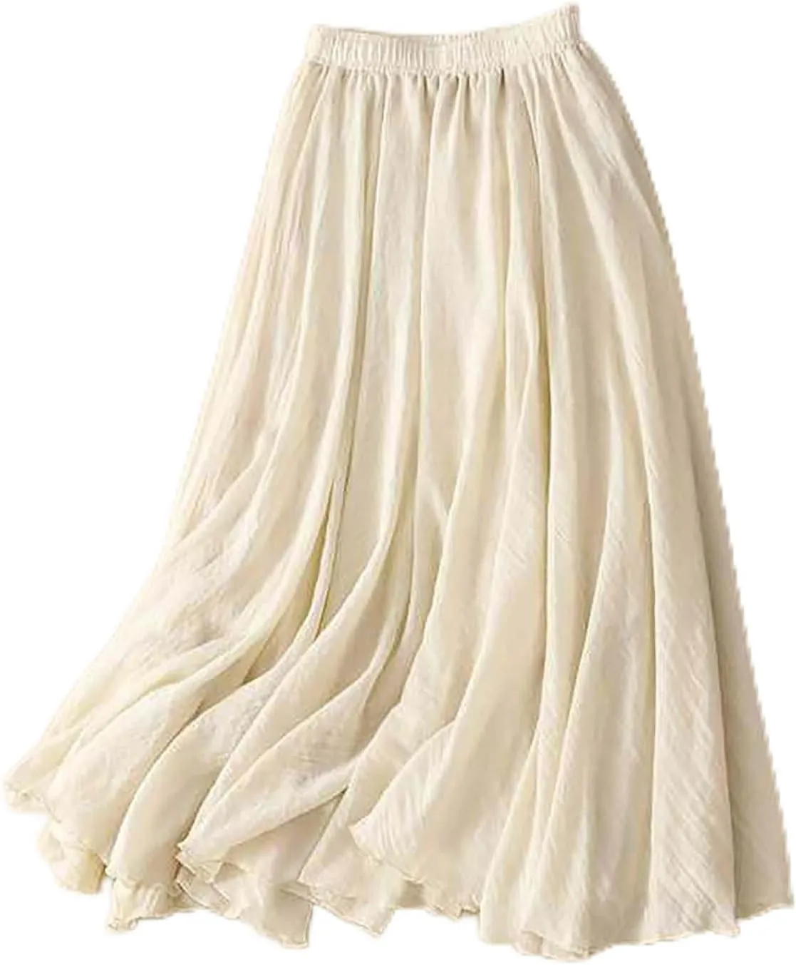 Women's Summer Bohemian Elastic Waist Long Flowy Cotton Linen Skirt Renaissance Casual Lightweight Maxi Skirt 2025