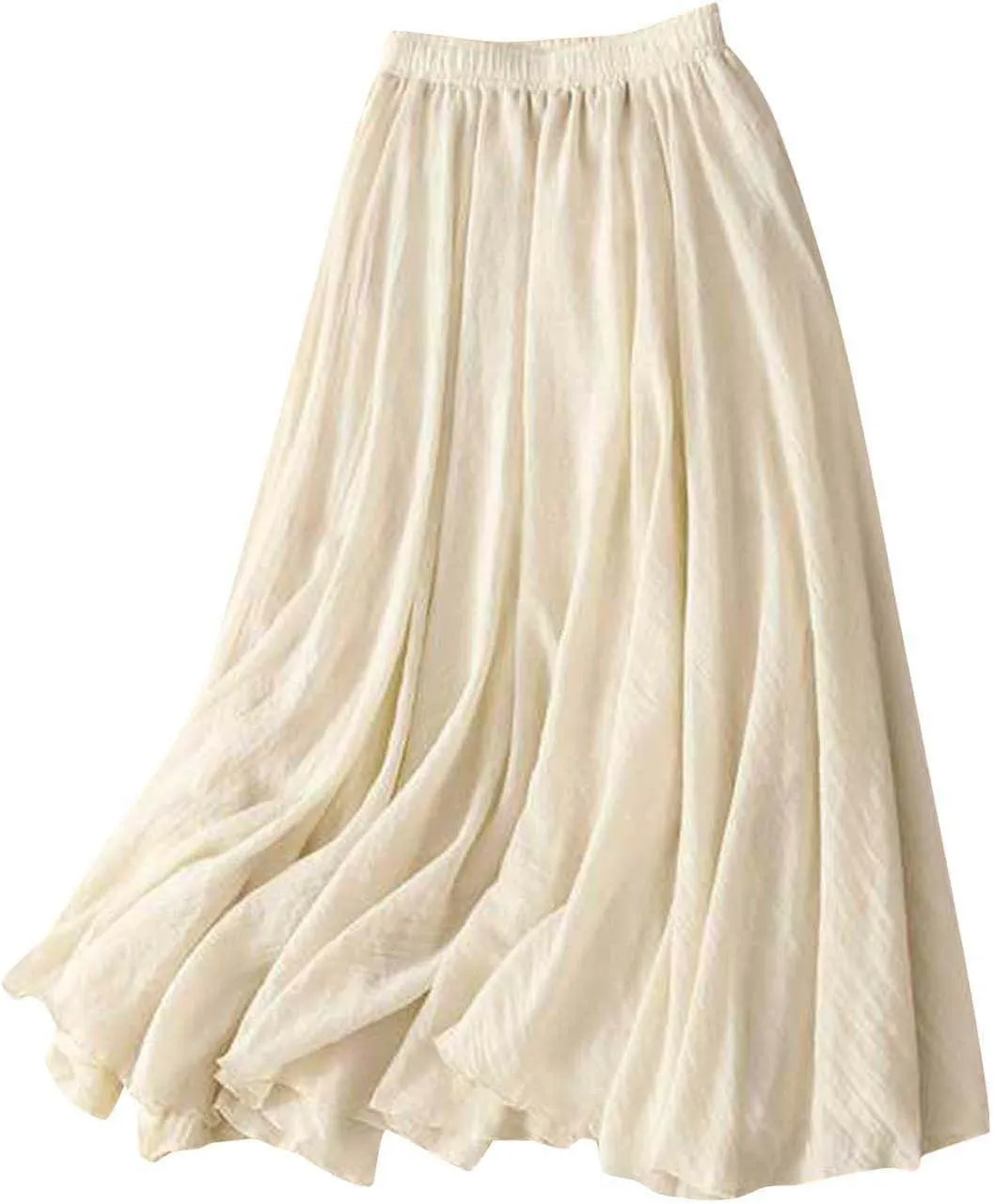 Women's Summer Bohemian Elastic Waist Long Flowy Cotton Linen Skirt Renaissance Casual Lightweight Maxi Skirt 2025