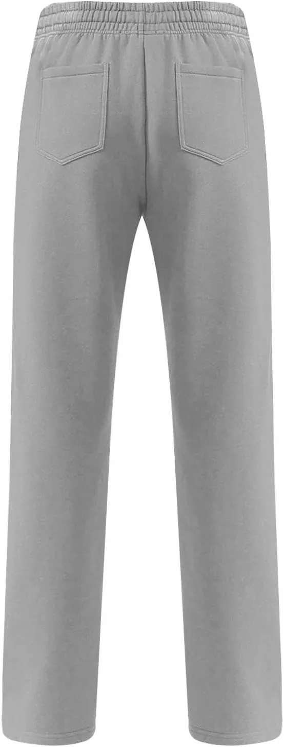 Womens Sweatpants 2024 Baggy Fleece Lined Wide Leg Pants Drawstring Pants with Pockets