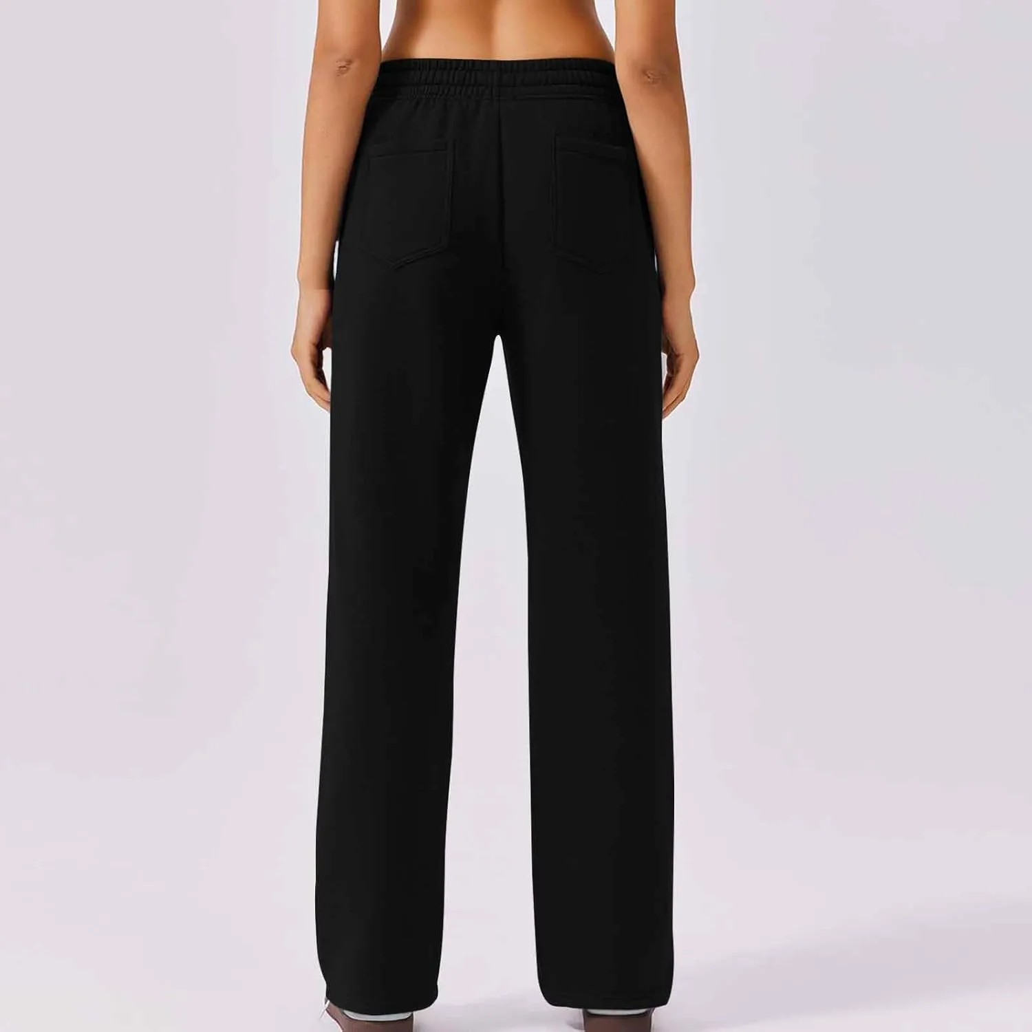 Womens Sweatpants 2024 Baggy Fleece Lined Wide Leg Pants Drawstring Pants with Pockets