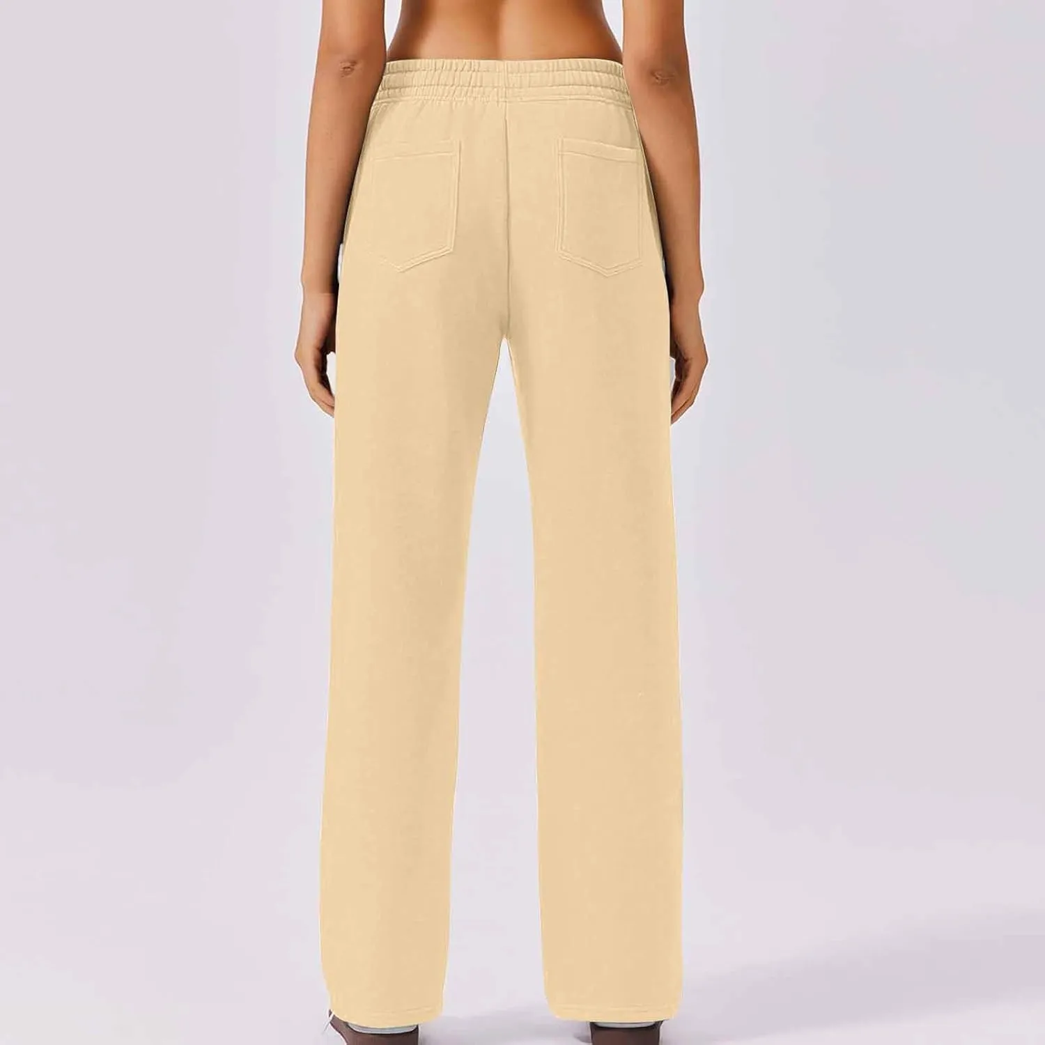 Womens Sweatpants 2024 Baggy Fleece Lined Wide Leg Pants Drawstring Pants with Pockets