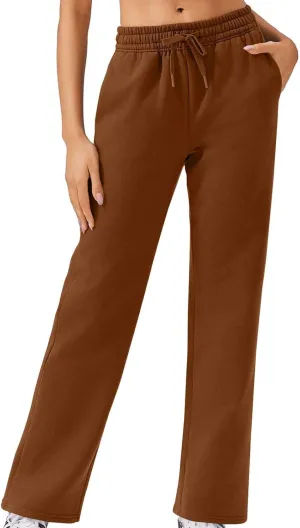 Womens Sweatpants 2024 Baggy Fleece Lined Wide Leg Pants Drawstring Pants with Pockets