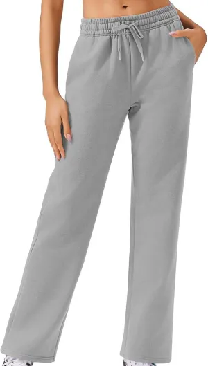 Womens Sweatpants 2024 Baggy Fleece Lined Wide Leg Pants Drawstring Pants with Pockets