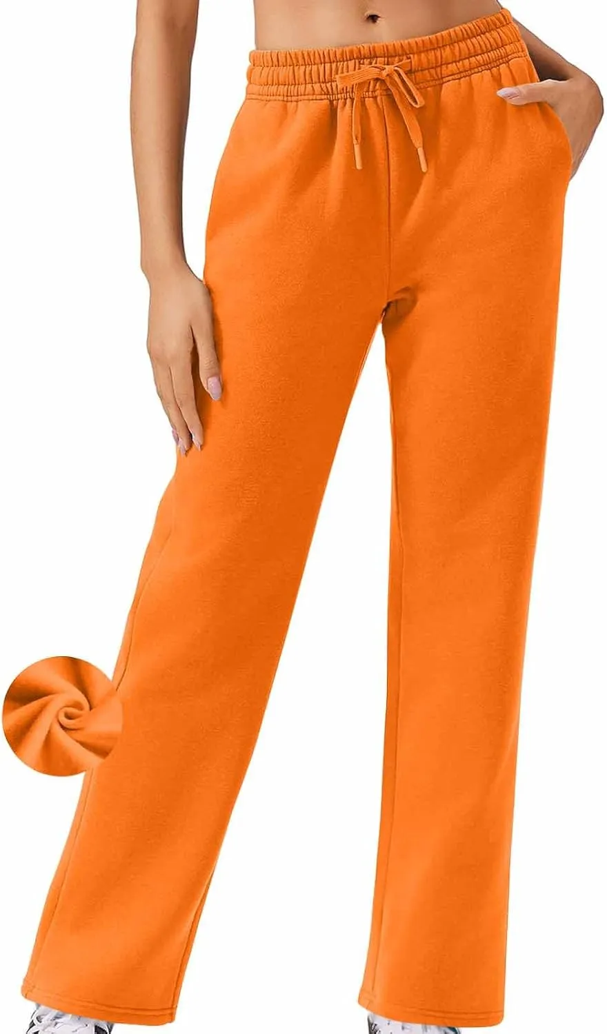 Womens Sweatpants 2024 Baggy Fleece Lined Wide Leg Pants Drawstring Pants with Pockets