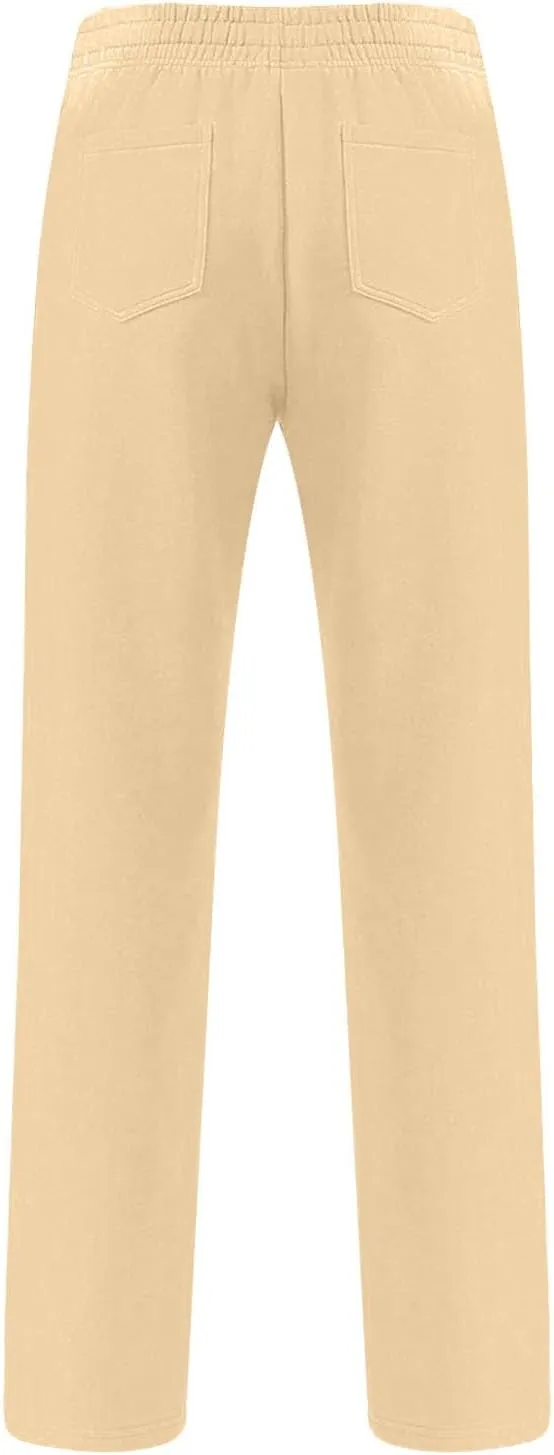 Womens Sweatpants 2024 Baggy Fleece Lined Wide Leg Pants Drawstring Pants with Pockets