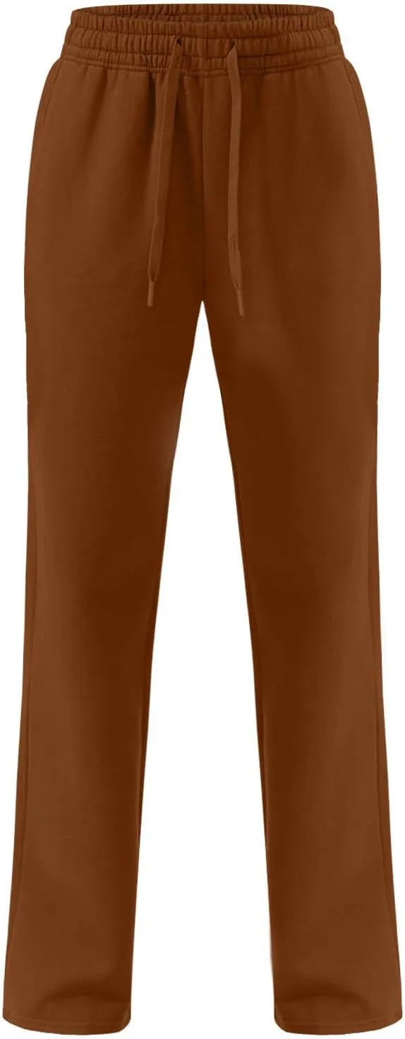 Womens Sweatpants 2024 Baggy Fleece Lined Wide Leg Pants Drawstring Pants with Pockets