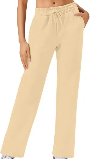 Womens Sweatpants 2024 Baggy Fleece Lined Wide Leg Pants Drawstring Pants with Pockets