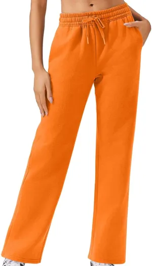 Womens Sweatpants 2024 Baggy Fleece Lined Wide Leg Pants Drawstring Pants with Pockets
