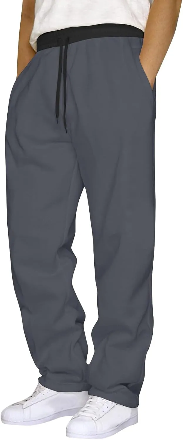 Womens Sweatpants 2024 Fleece Lined Pants Drawstring Wide Leg Pants with Pockets