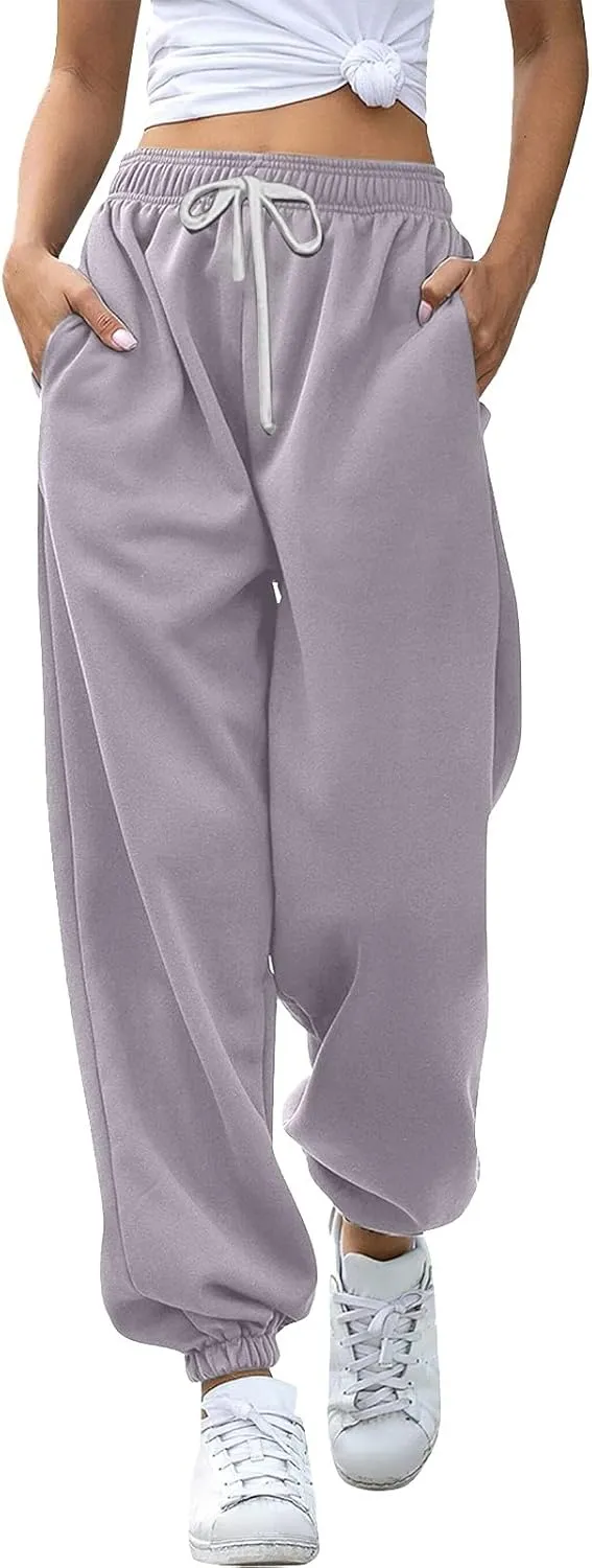 Womens Sweatpants High Waisted Baggy Workout Jogger Pants with Pockets Trousers Fall Clothes for Women 2024