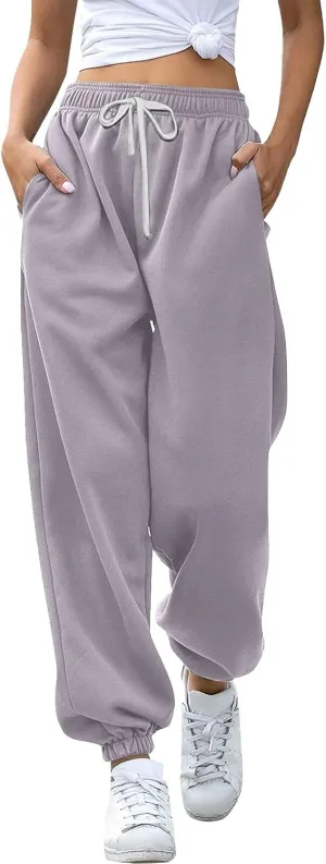 Womens Sweatpants High Waisted Baggy Workout Jogger Pants with Pockets Trousers Fall Clothes for Women 2024