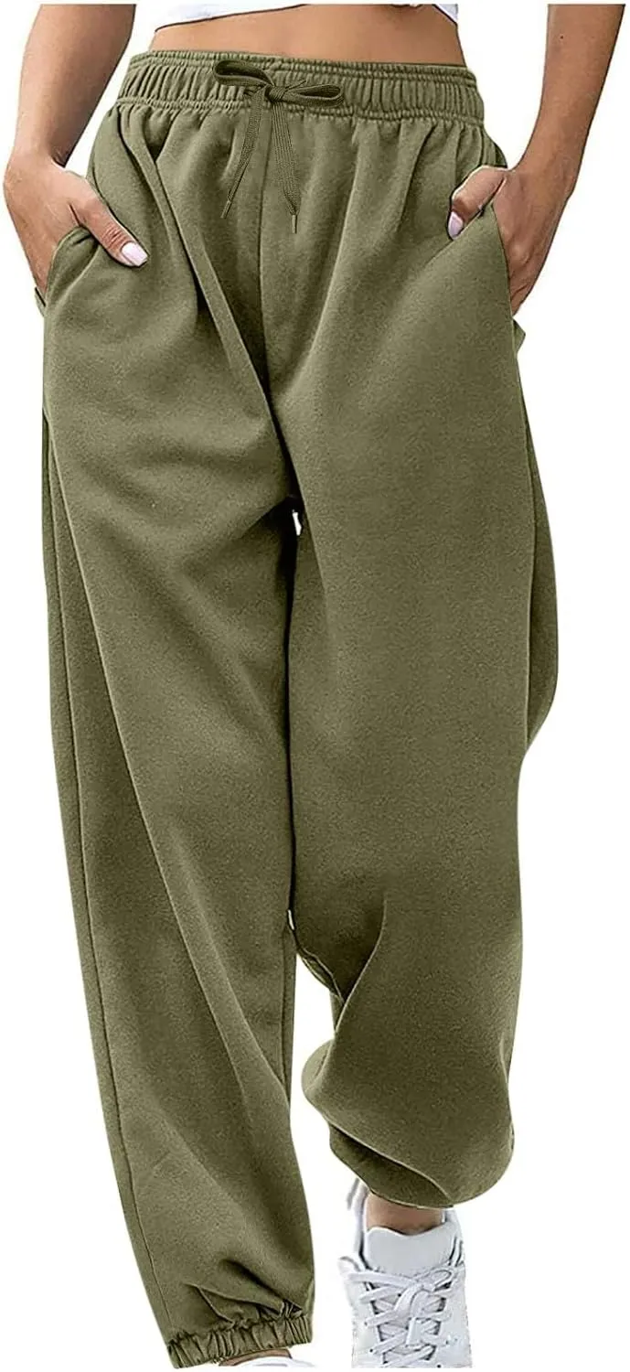 Women's Sweatpants Joggers Relaxed Fit Comfy Baggy Athletic Gym Jogger Sweatpants Elastic Drawstring Lounge Trousers