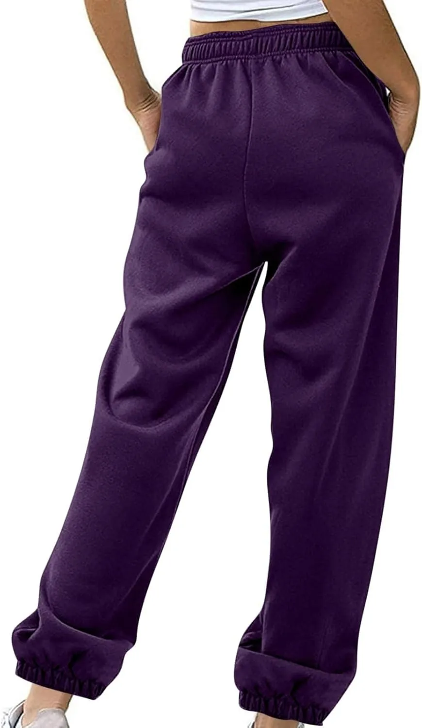 Women's Sweatpants Joggers Relaxed Fit Comfy Baggy Athletic Gym Jogger Sweatpants Elastic Drawstring Lounge Trousers