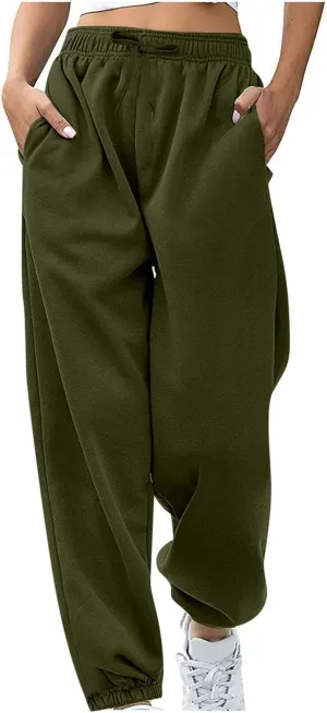 Women's Sweatpants Joggers Relaxed Fit Comfy Baggy Athletic Gym Jogger Sweatpants Elastic Drawstring Lounge Trousers