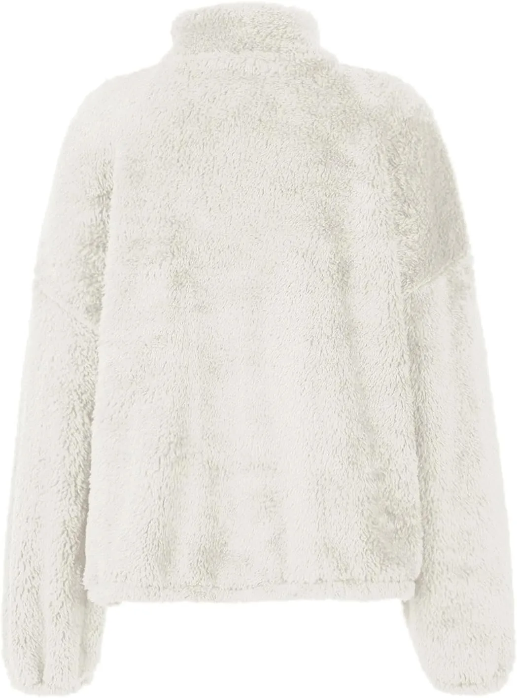 Womens Sweatshirt Fuzzy Fleece Half Zip Pullover Sweater Oversized Cropped Trendy Preppy Cute Sweatshirts with Pockets