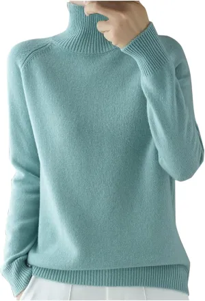 Women's Turtleneck Sweaters Casual Long Sleeve Solid Knit Lightweight Pullover Sweater Tops 2024 Fall Clothes