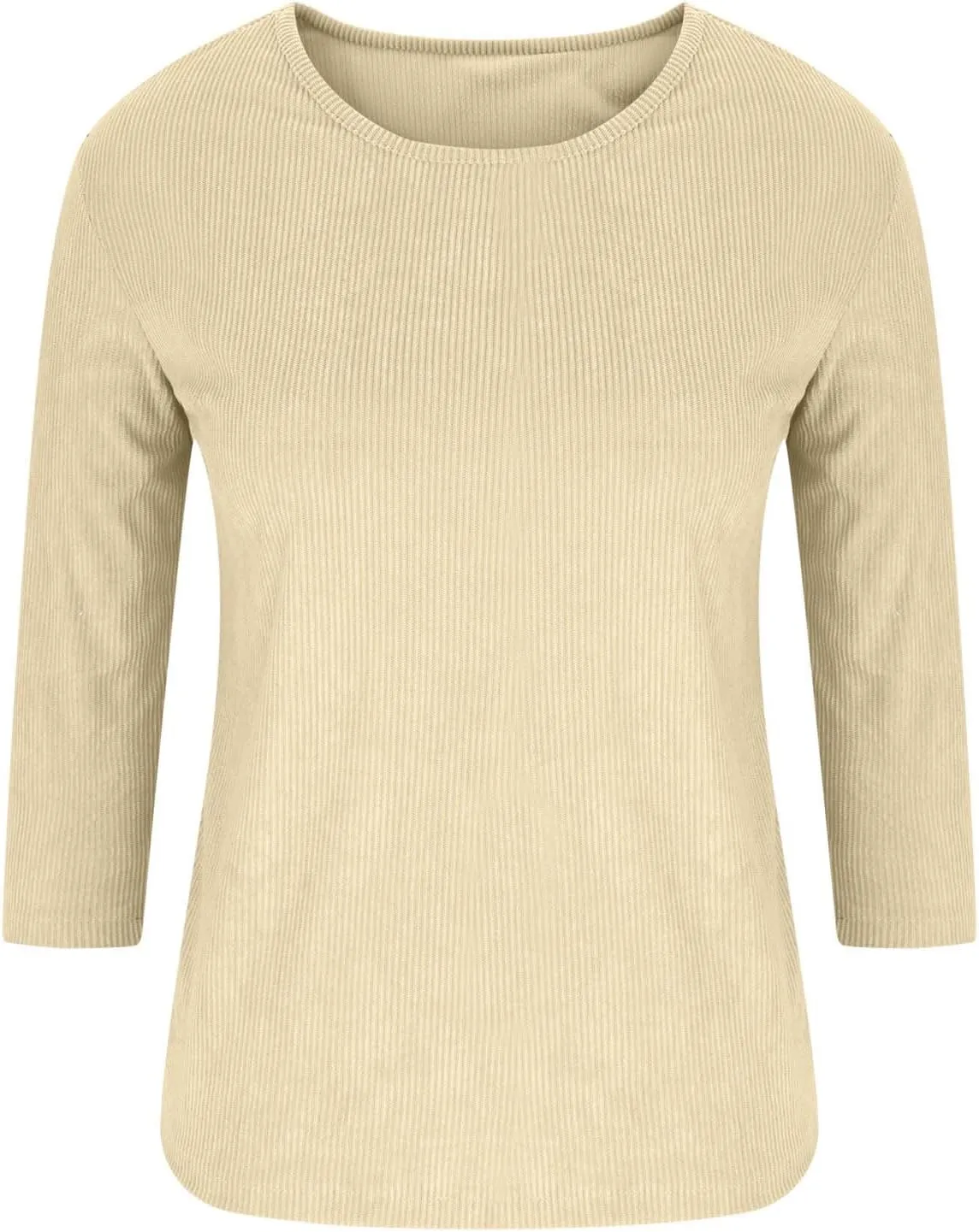 Womens Waffle Tops 3/4 Length Long Sleeve Shirts Spring Tshirt Trendy Casual Crewneck Blouse Loose Fit Basic Tee