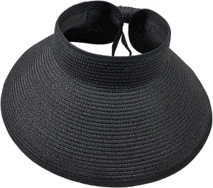 Women's Wide Brim Sun Hat Roll Up Straw Sun Visor Solid Colors Emtop Top Hats Outdoor Summer Travel Cap