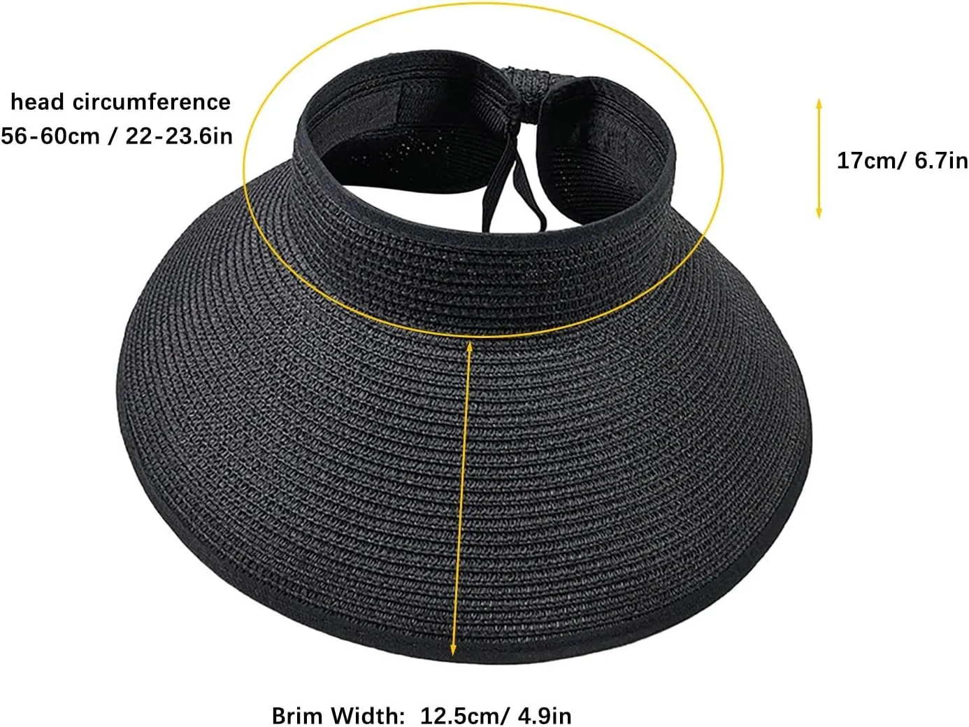 Women's Wide Brim Sun Hat Roll Up Straw Sun Visor Solid Colors Emtop Top Hats Outdoor Summer Travel Cap