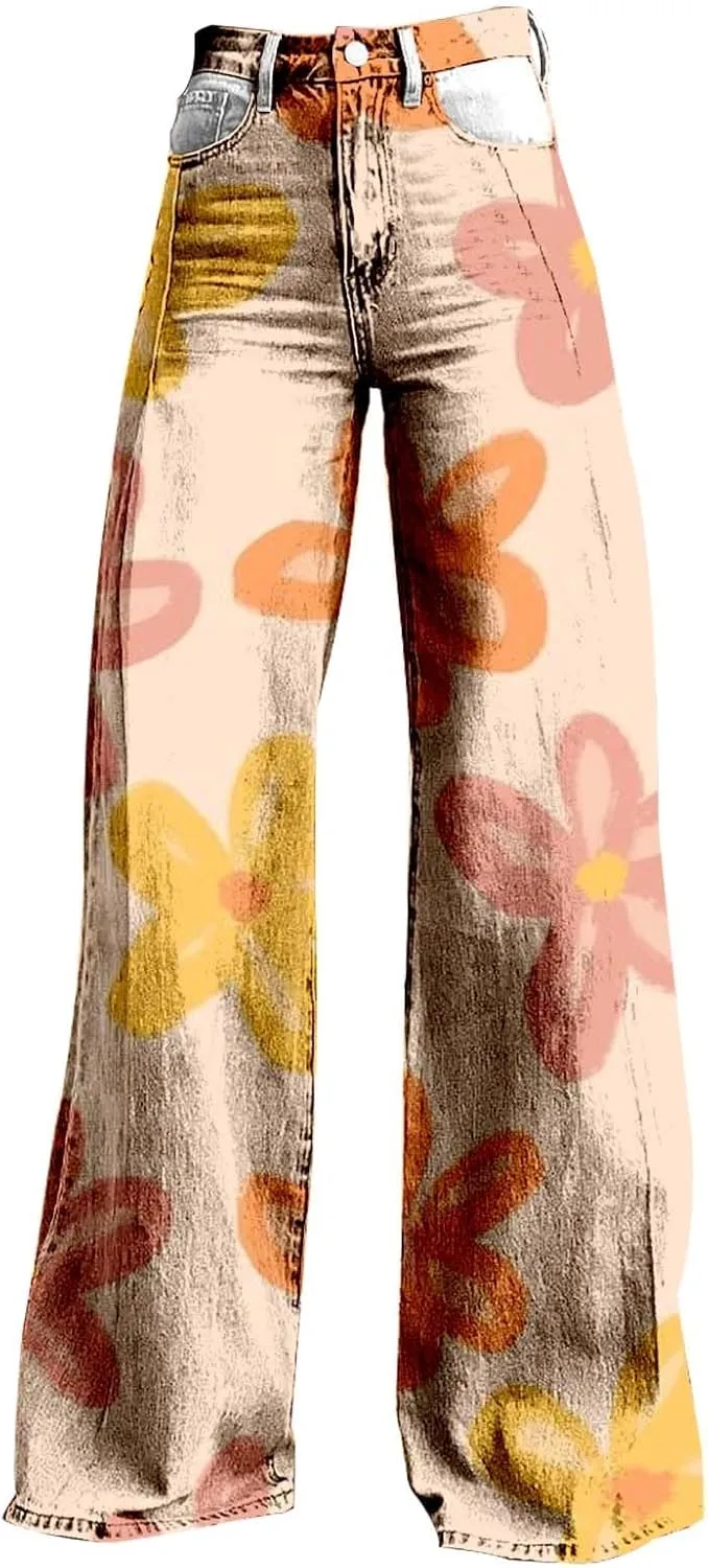 Womens Wide Leg Yoga Pants Size Printed Casual Pants Womens Jogger Sweatpants Women Wide Leg Drawstring