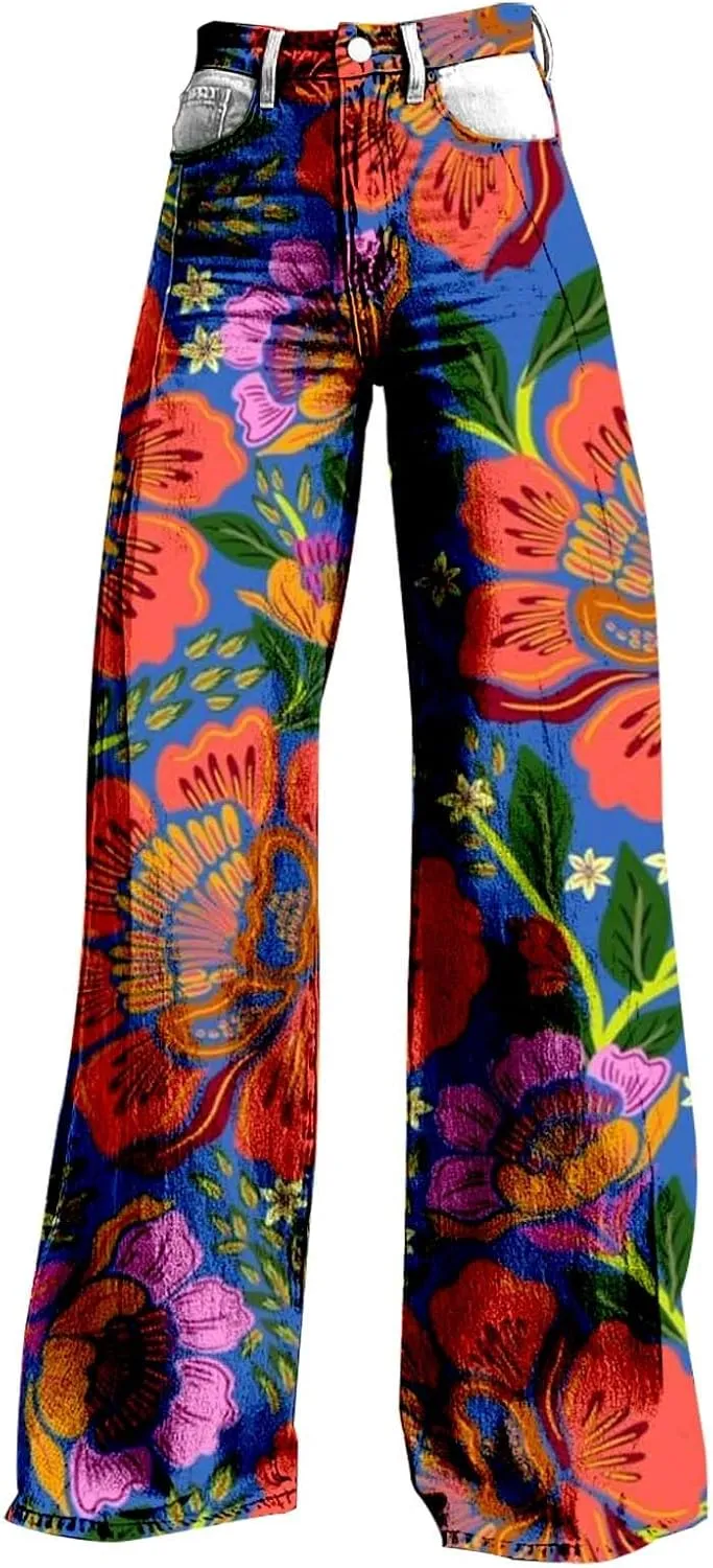 Womens Wide Leg Yoga Pants Size Printed Casual Pants Womens Jogger Sweatpants Women Wide Leg Drawstring